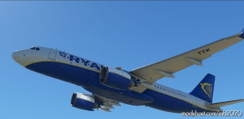 MSFS 2020 A320 Livery Mod: A32NX Ryanair V2.0 (Featured)