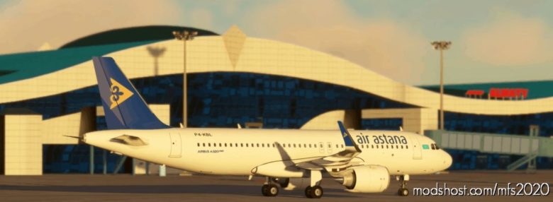 MSFS 2020 A32NX Livery Mod: A32NX FBW A320 AIR Astana (Featured)