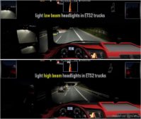 ETS2 Headlights Mod: Light Headlight Change 1.40 (Featured)