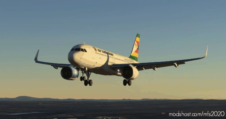 MSFS 2020 A320 Livery Mod: AIR Zimbabwe A32NX (Featured)