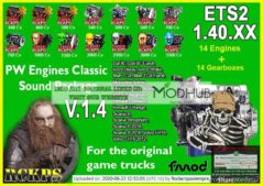 ETS2 Engines Mod: PW Engines Classic Sounds Pack V1.4 1.40.X (Featured)