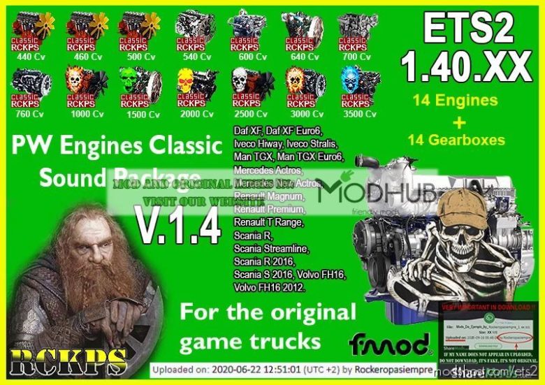 ETS2 Engines Mod: PW Engines Classic Sounds Pack V1.4 1.40.X (Featured)