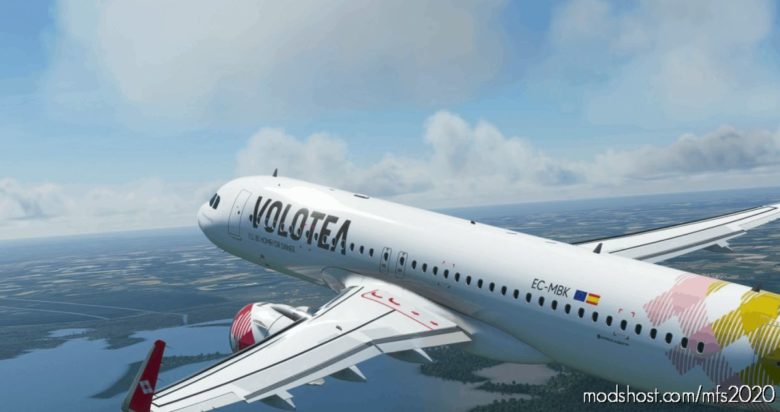 MSFS 2020 8K Livery Mod: A32NX Volotea A320Neo Ec-Mbk 8K (Featured)