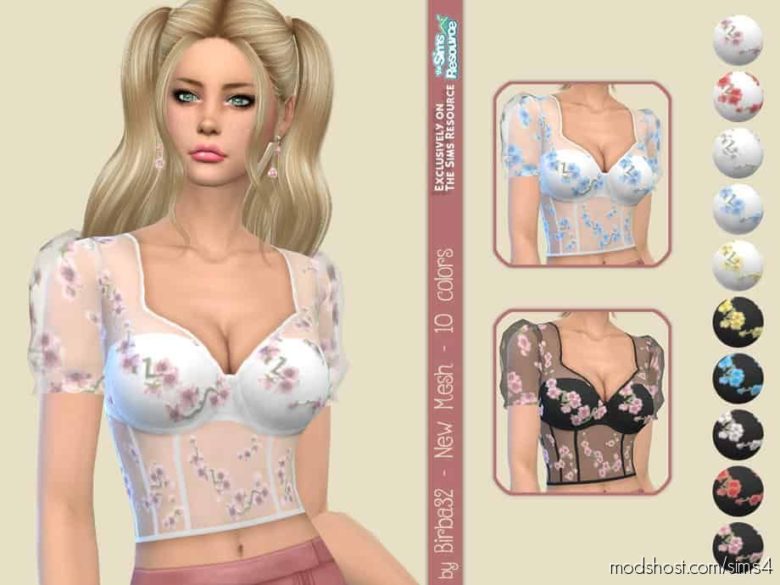 Sims 4 Clothes Mod: Flowers Spring TOP (Featured)