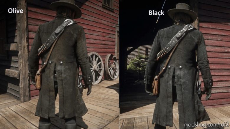 RDR2 Mod: Worn Shotgun Jacket Black OR Olive (Featured)