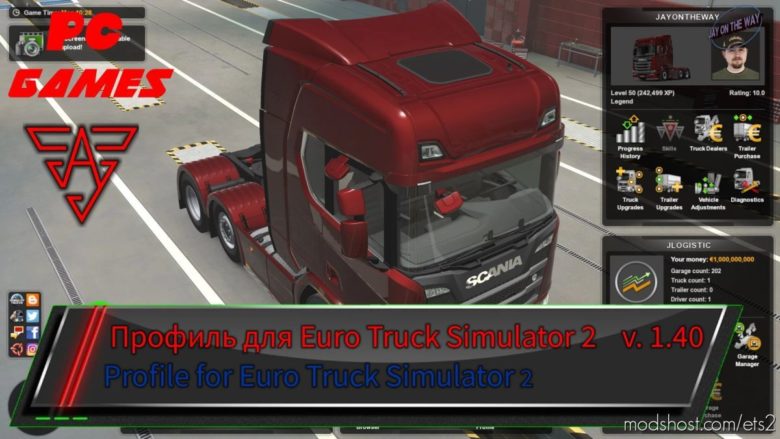 ETS2 Save Mod: Upgraded Profile V4.0 1.40.X (Featured)