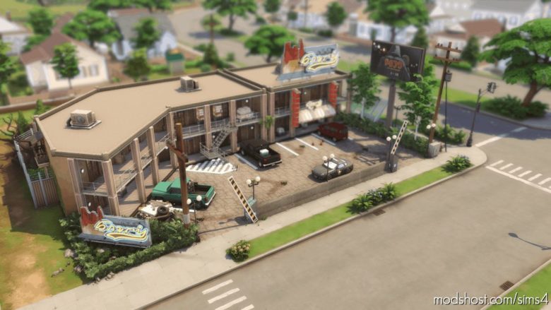 Sims 4 House Mod: Sketchy Sims Motel – 40×30 NO CC (Featured)