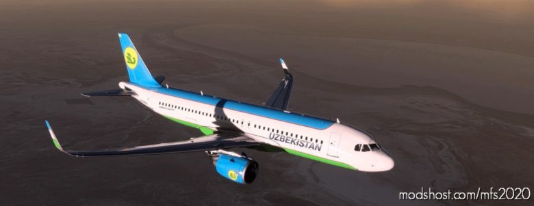 MSFS 2020 A320 Livery Mod: A32NX FBW Uzbekistan Airways UK32022 (Featured)