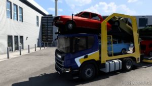 ETS2 Scania Truck Mod: Nextgen Scania P (Eugene) CAR Transport V5.0 (Featured)