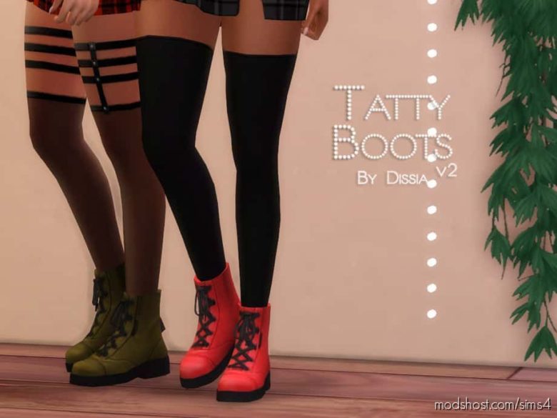 Sims 4 Shoes Mod: Tatty Boots V2 (Featured)