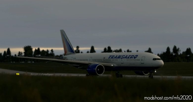 MSFS 2020 777-200ER Livery Mod: B777-200 Transaero (Featured)