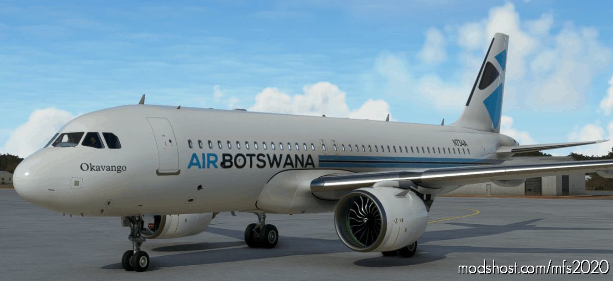 MSFS 2020 8K Livery Mod: A32NX AIR Botswana 8K Fictional (Featured)