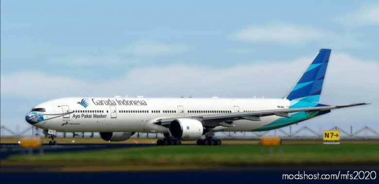 MSFS 2020 777-300ER Mod: Captainsim B777-300ER Garuda Indonesia Masker Livery (Featured)