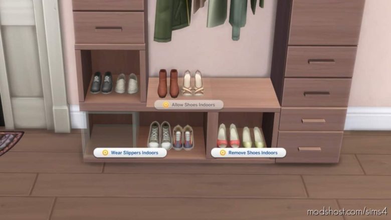 Sims 4 Object Mod: Dream Home Decorator Shoes Functioning AS A Remove Shoes Sign (Featured)