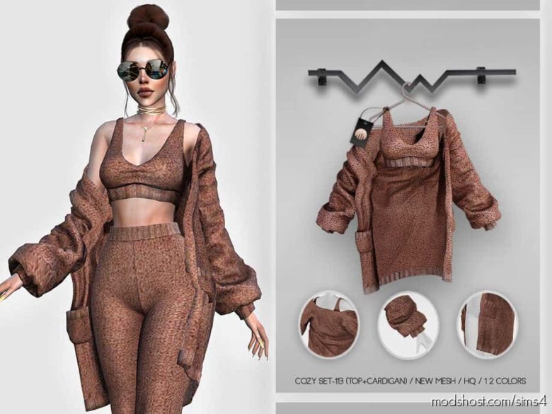 Sims 4 Clothes Mod: Cozy SET-113 (Top+Cardigan) (Featured)