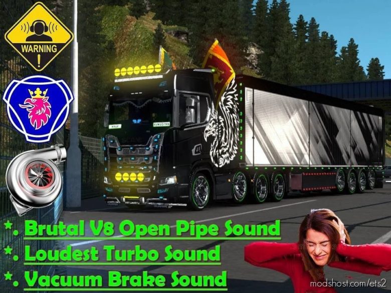 ETS2 Scania Mod: V8 Open Pipe Brutal Sound Mod (Featured)