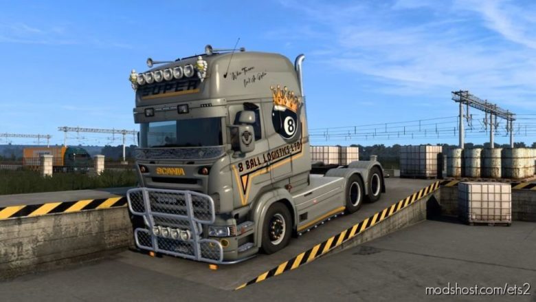 ETS2 RJL Mod: Scania RJL Topline 8 Ball Logistics Skin (Featured)