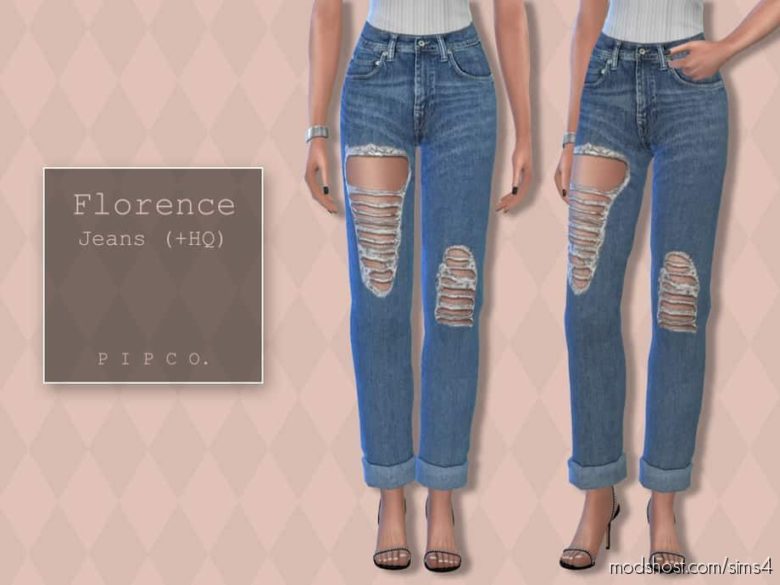 Sims 4 Clothes Mod: Florence Jeans (Rolled) (Featured)