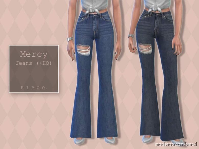 Sims 4 Clothes Mod: Mercy Jeans (Flared) (Featured)