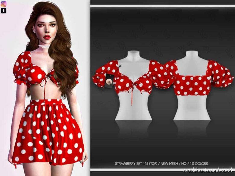 Sims 4 Clothes Mod: Starwberry SET-146 (TOP) (Featured)