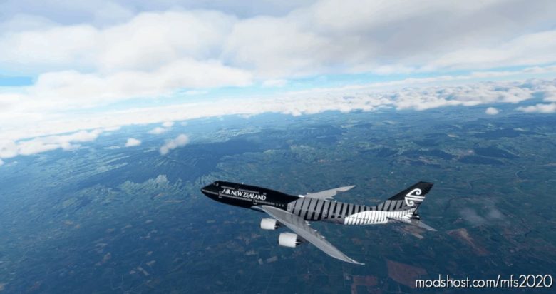 MSFS 2020 New Zealand Livery Mod: Asobo 747-8I AIR NEW Zealand Black NO Mirroring (Featured)