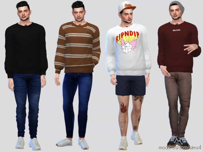 Sims 4 Clothes Mod: Barnes Crewneck Sweater (Featured)