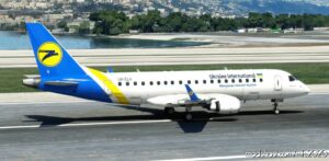 MSFS 2020 Embraer Livery Mod: Ukraine International Airlines Embraer 175 Virtuacol (Featured)