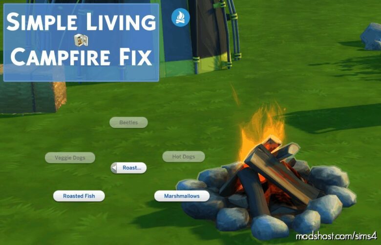 Sims 4 Object Mod: Simple Living: Outdoor Retreat Campfire FIX (Featured)