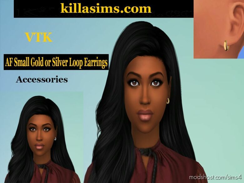 Sims 4 Accessory Mod: Adult Female Small Round Loop Gold OR Silver Earrings Accessories (Featured)