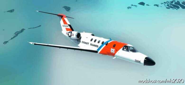 MSFS 2020 Cessna Livery Mod: United States Coast Guard – Cessna Citation CJ4 (UC-35) (Featured)