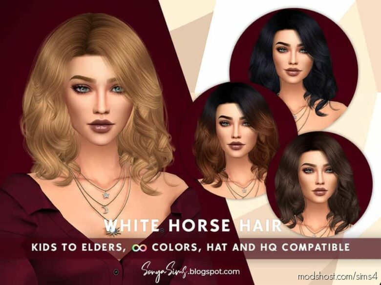 Sims 4 Mod: White Horse Hair (Featured)