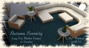 Sims 4 Interior Mod: Autumn Serenity Long Berber CUT Carpet (Featured)