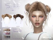 Sims 4 Mod: Cute Double Buns Short Hairstyle For Girls Marie (Image #2)