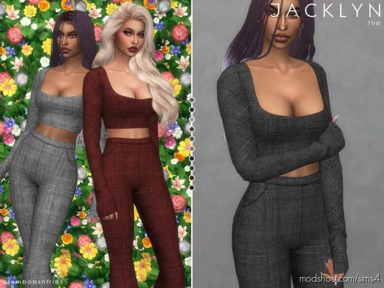 Sims 4 Clothes Mod: Jacklyn | TOP (Featured)