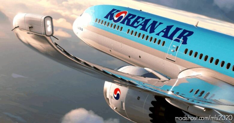 MSFS 2020 Boeing Mod: Korean AIR Boeing 787-10 Livery Pack (NO Mirrored Vertical FIN And Engine) (Featured)