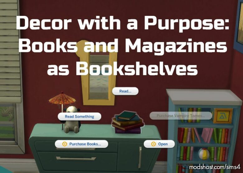 Sims 4 Object Mod: Decor With A Purpose: Books And Magazines AS Bookshelves (Featured)