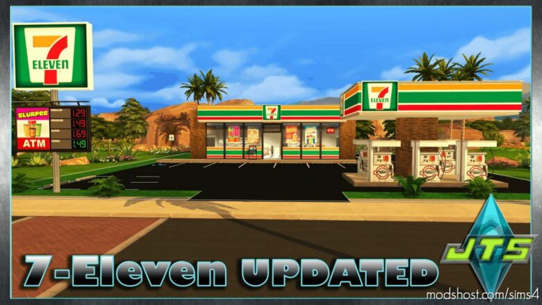 Sims 4 House Mod: 7-Eleven GAS Station (Featured)