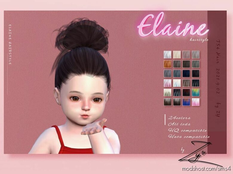 Sims 4 Kid Mod: Elaine Hairstyle (Toddler) (Featured)