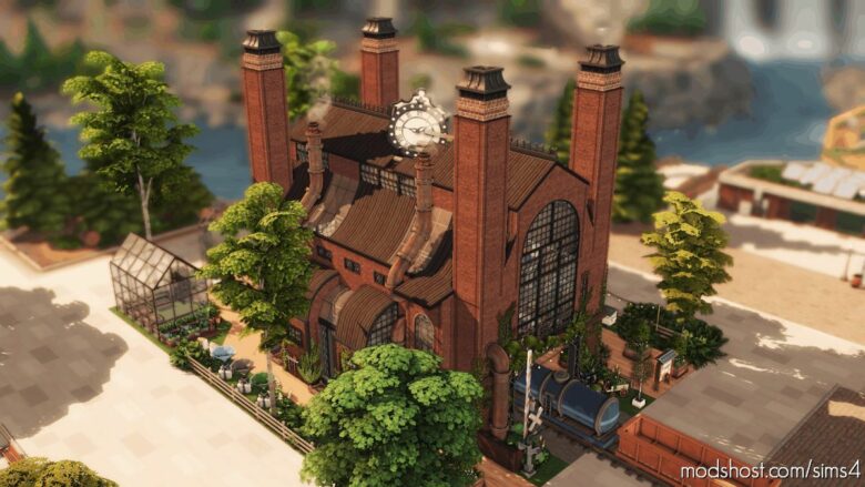 Sims 4 House Mod: OLD Factory (Community Garden) – NO CC (Featured)