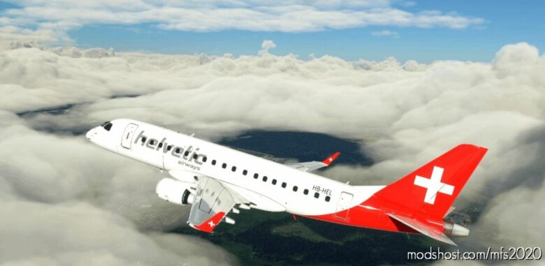 MSFS 2020 Embraer Livery Mod: Helvetic Airways Embraer 175 Virtuacol (Featured)