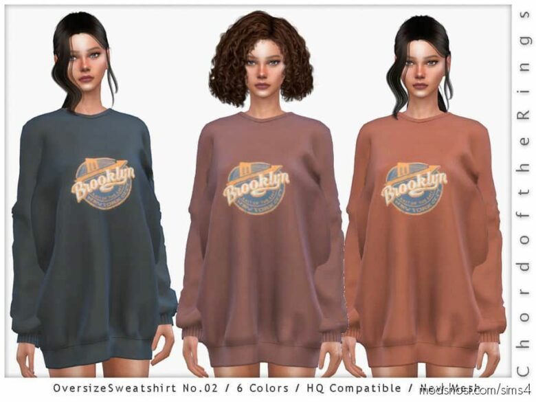 Sims 4 Clothes Mod: Oversize sweat shirt NO.02 (Featured)