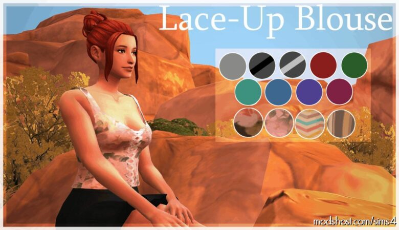 Sims 4 Clothes Mod: Lace-Up Blouse (Featured)