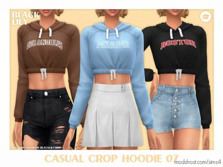 Sims 4 Clothes Mod: Casual Crop Hoodie 07 (Featured)