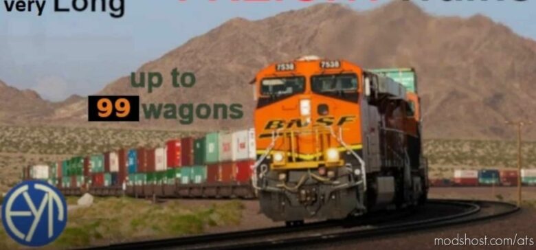 ATS Mod: Intermittent Very Long Freight Trains (UP To 99 Wagons) 1.41 (Featured)