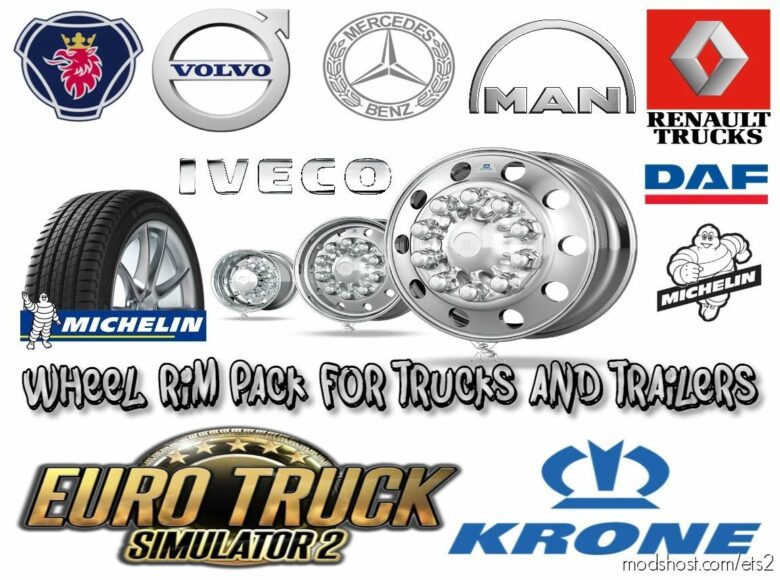 ETS2 Part Mod: Wheel RIM Pack For Trucks And Trailers 1.41 (Featured)