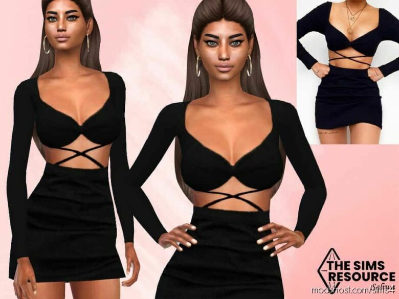 Sims 4 Clothes Mod: Front Crossed Dress (Featured)