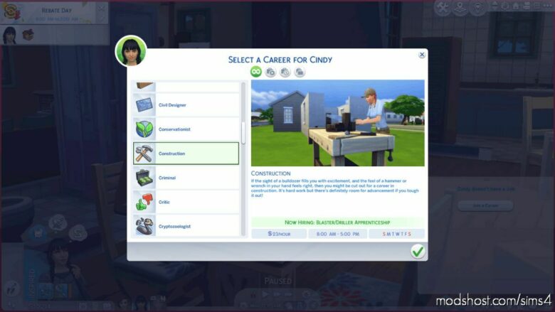 Sims 4 Mod: Construction Career (Featured)