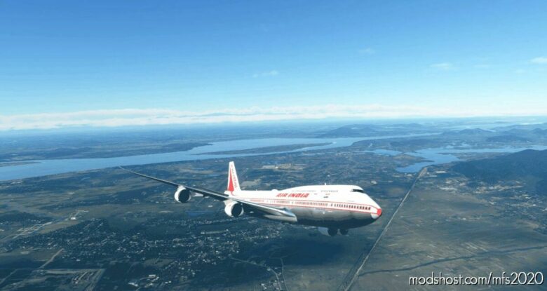 MSFS 2020 India Livery Mod: Asobo 747-8I AIR India OC NO Mirroring (Featured)