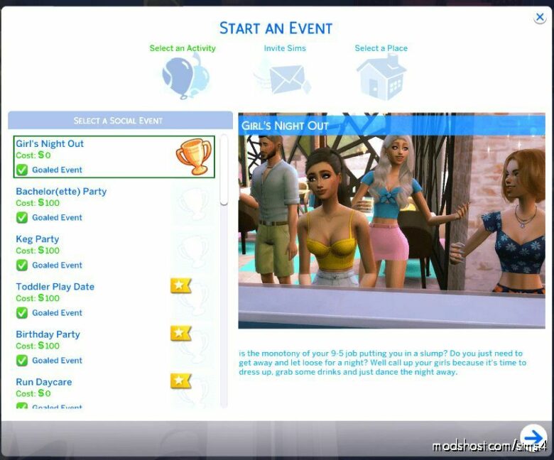 Sims 4 Mod: Girl’s Night OUT Custom Social Event (Featured)