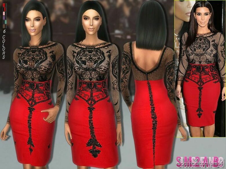 Sims 4 Clothes Mod: KIM Kardashian Party Dress (Featured)